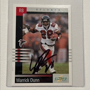 2003 Score Warrick Dunn Atlanta Falcons Autographed Football Card #150